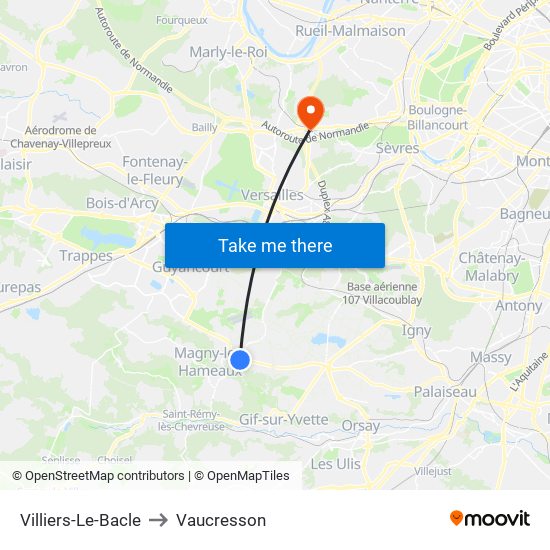 Villiers-Le-Bacle to Vaucresson map