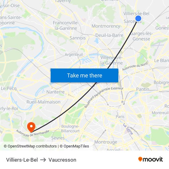 Villiers-Le-Bel to Vaucresson map