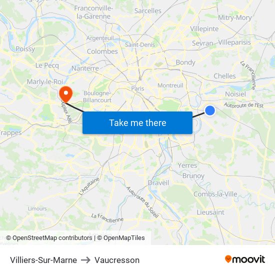 Villiers-Sur-Marne to Vaucresson map