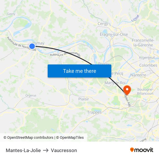 Mantes-La-Jolie to Vaucresson map