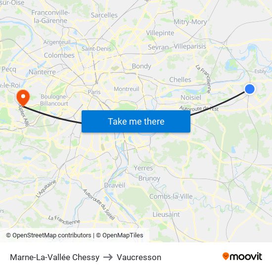 Marne-La-Vallée Chessy to Vaucresson map