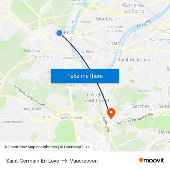 Saint-Germain-En-Laye to Vaucresson map