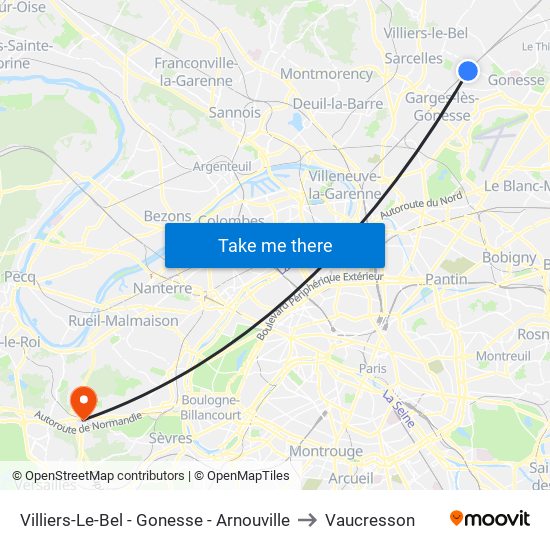 Villiers-Le-Bel - Gonesse - Arnouville to Vaucresson map