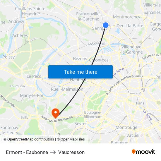 Ermont - Eaubonne to Vaucresson map