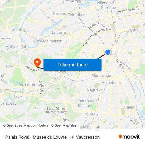 Palais Royal - Musée du Louvre to Vaucresson map
