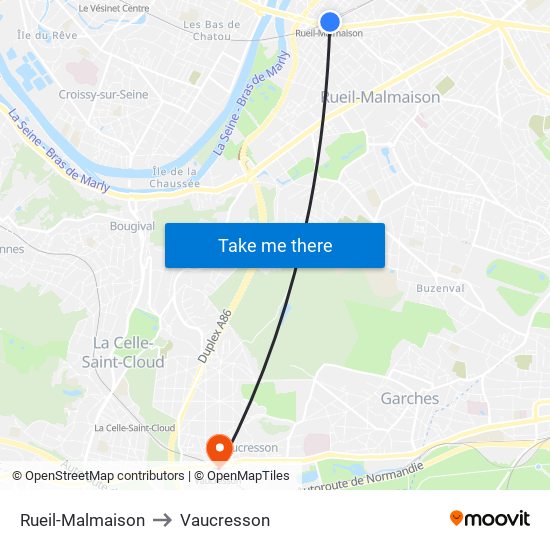 Rueil-Malmaison to Vaucresson map