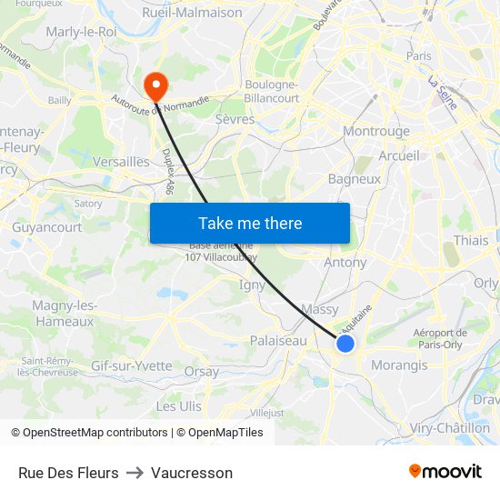 Rue Des Fleurs to Vaucresson map
