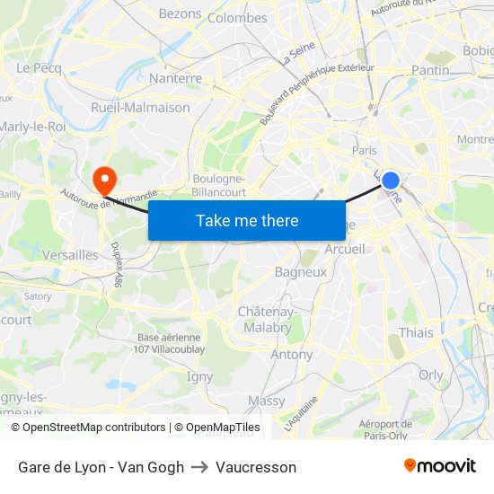 Gare de Lyon - Van Gogh to Vaucresson map