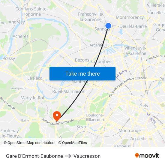 Gare D'Ermont-Eaubonne to Vaucresson map