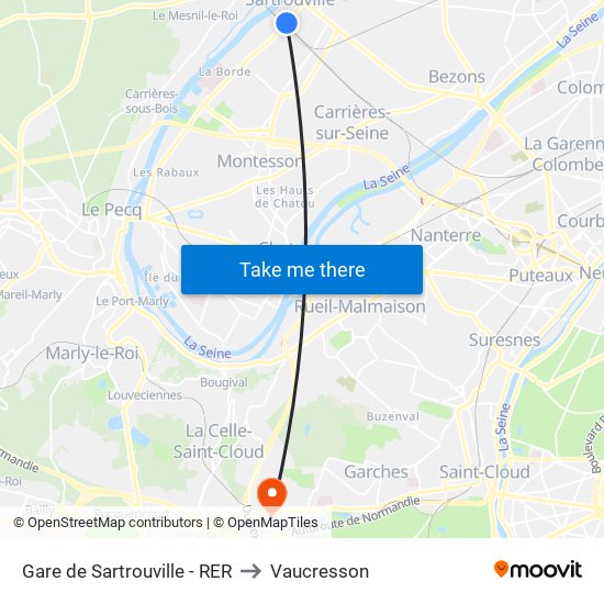 Gare de Sartrouville - RER to Vaucresson map