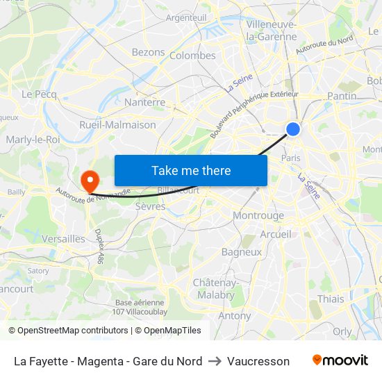 La Fayette - Magenta - Gare du Nord to Vaucresson map