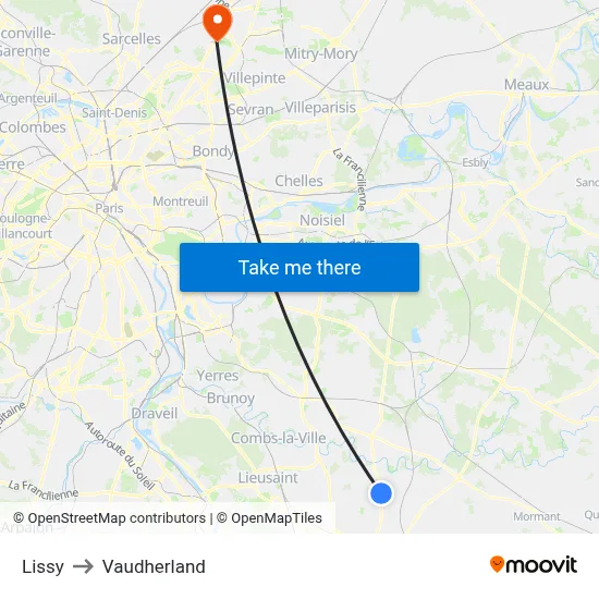 Lissy to Vaudherland map
