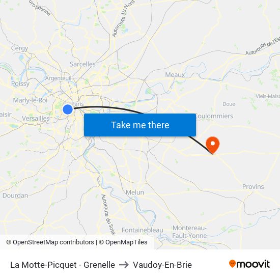 La Motte-Picquet - Grenelle to Vaudoy-En-Brie map