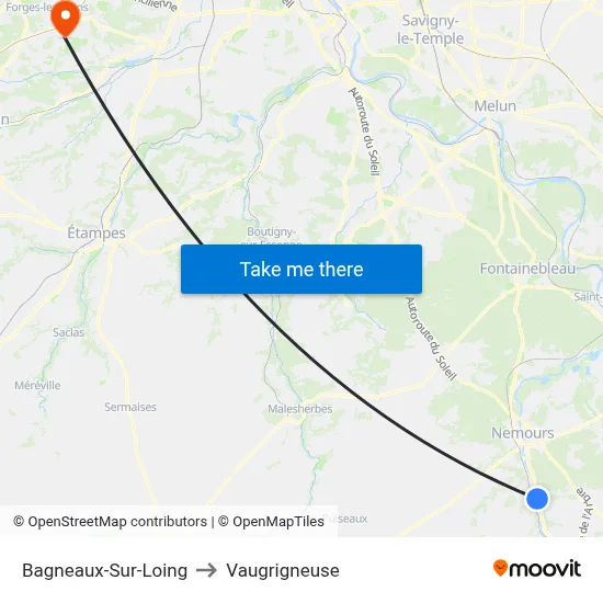 Bagneaux-Sur-Loing to Vaugrigneuse map