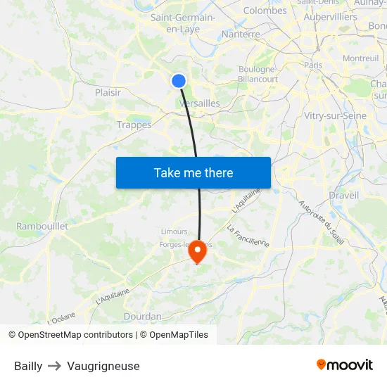 Bailly to Vaugrigneuse map