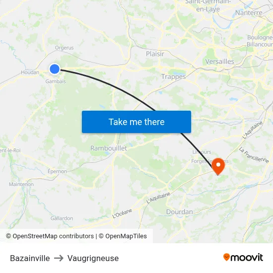Bazainville to Vaugrigneuse map