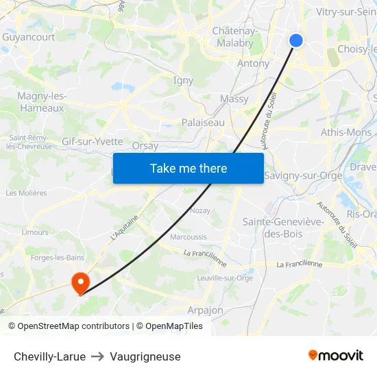Chevilly-Larue to Vaugrigneuse map