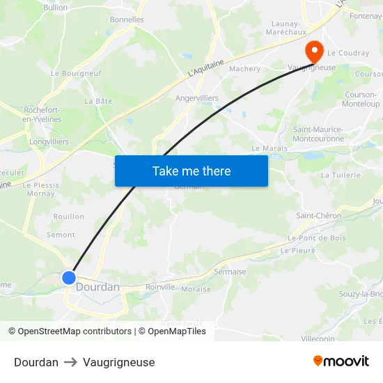 Dourdan to Vaugrigneuse map