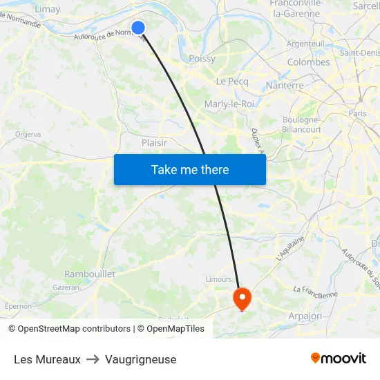 Les Mureaux to Vaugrigneuse map