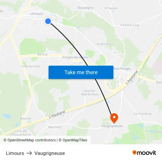 Limours to Vaugrigneuse map