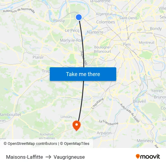 Maisons-Laffitte to Vaugrigneuse map