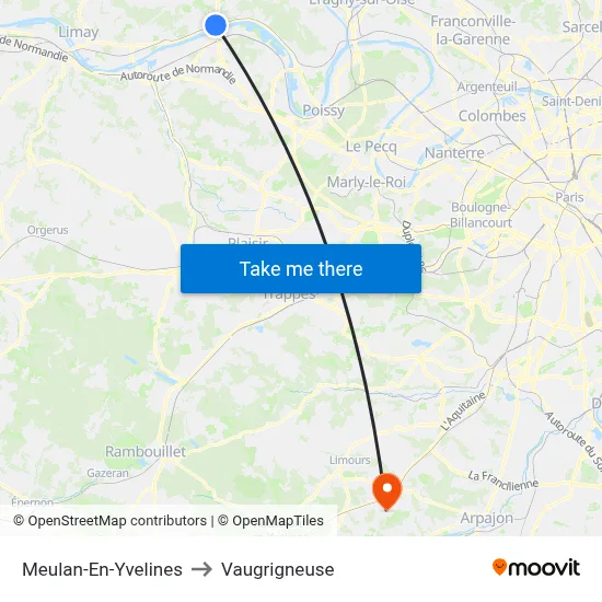 Meulan-En-Yvelines to Vaugrigneuse map