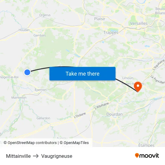 Mittainville to Vaugrigneuse map