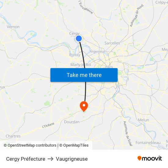 Cergy Préfecture to Vaugrigneuse map