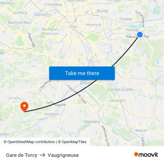 Gare de Torcy to Vaugrigneuse map