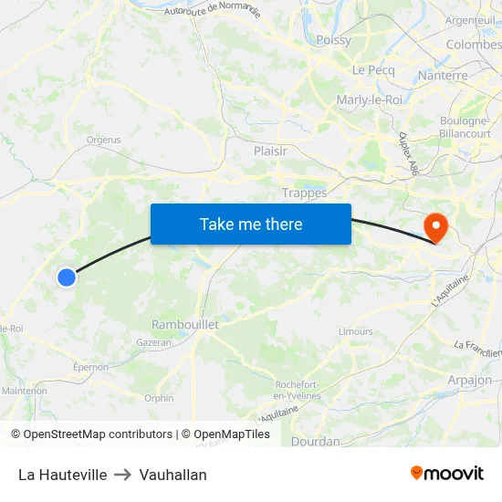 La Hauteville to Vauhallan map