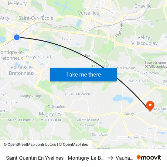 Saint-Quentin En Yvelines - Montigny-Le-Bretonneux to Vauhallan map