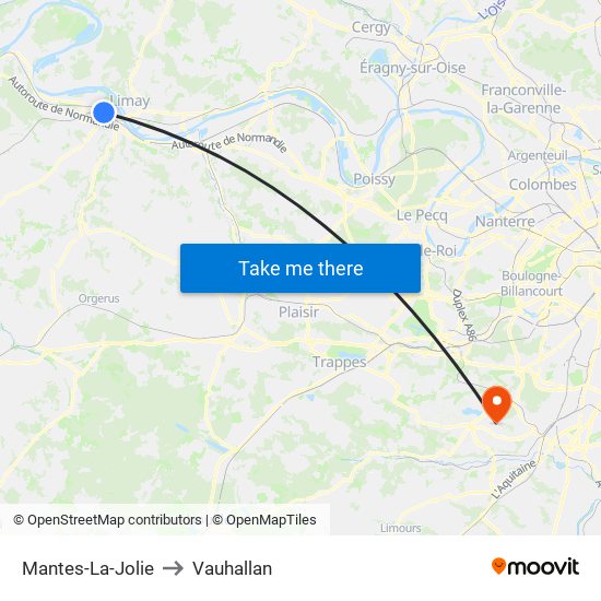 Mantes-La-Jolie to Vauhallan map