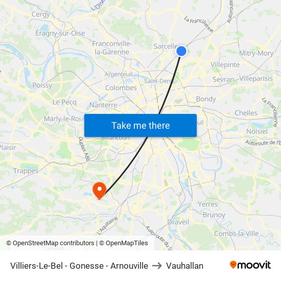 Villiers-Le-Bel - Gonesse - Arnouville to Vauhallan map