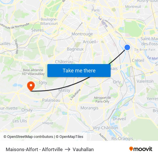 Maisons-Alfort - Alfortville to Vauhallan map