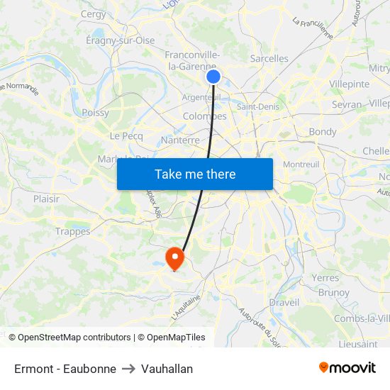 Ermont - Eaubonne to Vauhallan map