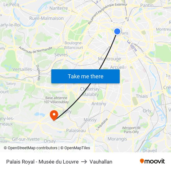 Palais Royal - Musée du Louvre to Vauhallan map