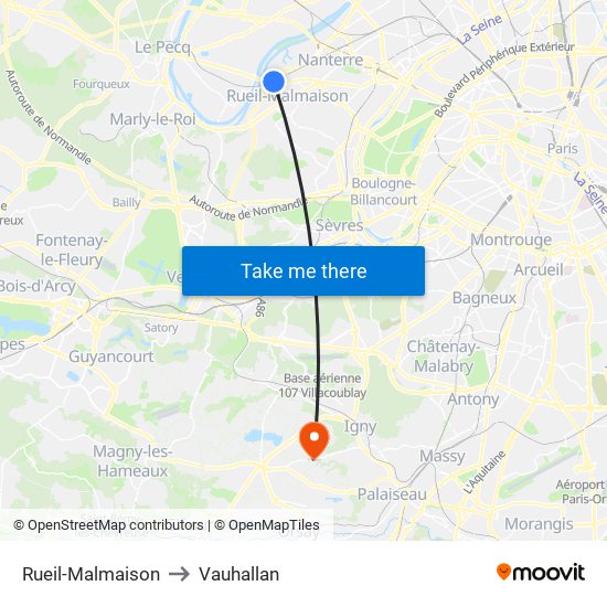 Rueil-Malmaison to Vauhallan map