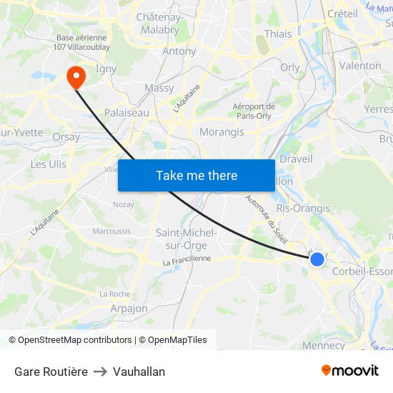 Gare Routière to Vauhallan map