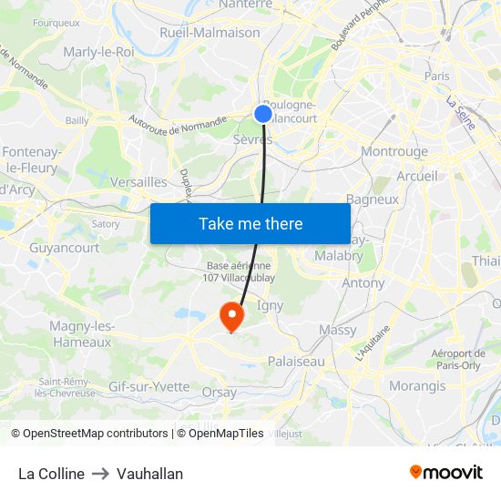 La Colline to Vauhallan map