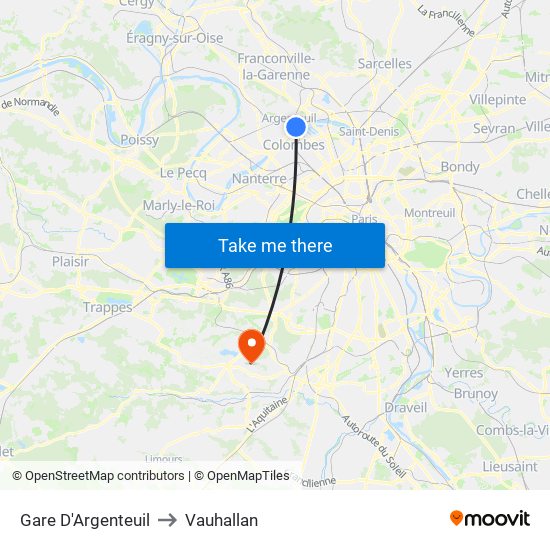 Gare D'Argenteuil to Vauhallan map