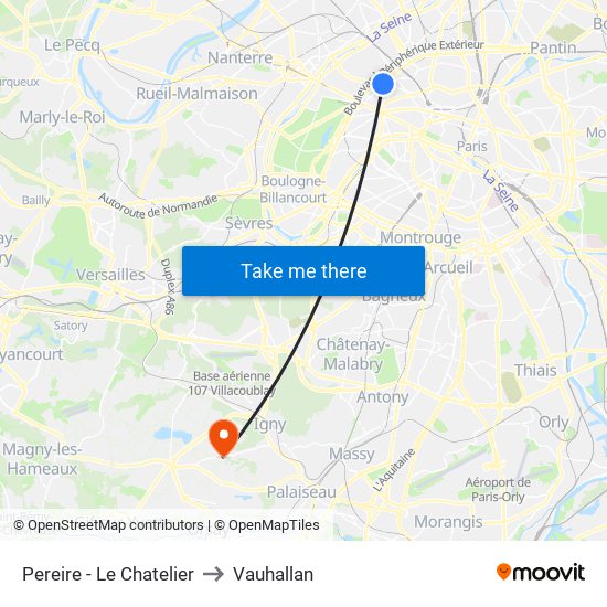 Pereire - Le Chatelier to Vauhallan map