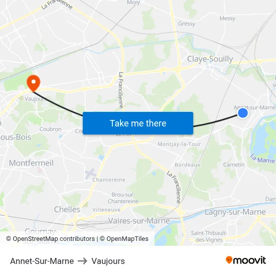 Annet-Sur-Marne to Vaujours map