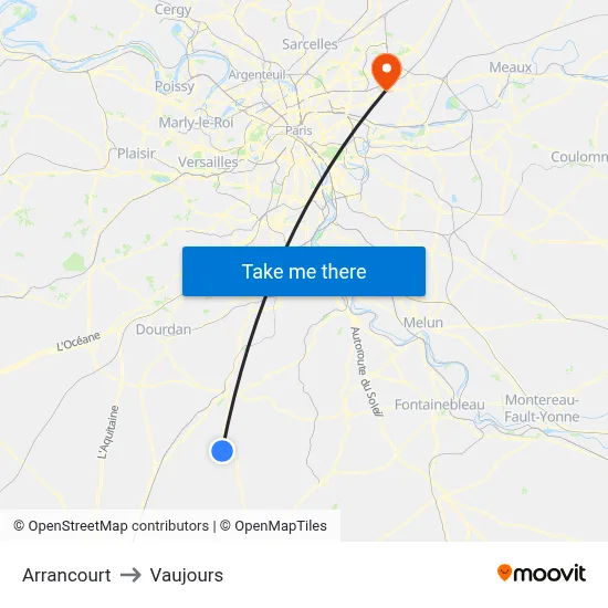 Arrancourt to Vaujours map