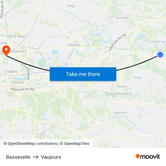 Bassevelle to Vaujours map