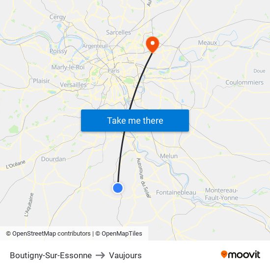 Boutigny-Sur-Essonne to Vaujours map