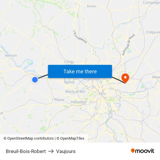 Breuil-Bois-Robert to Vaujours map