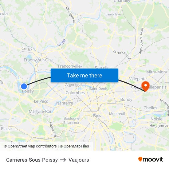 Carrieres-Sous-Poissy to Vaujours map