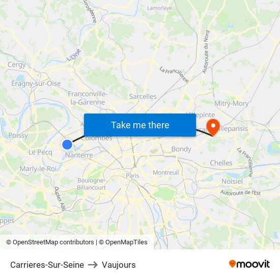 Carrieres-Sur-Seine to Vaujours map