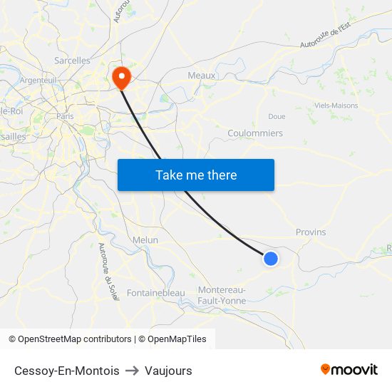 Cessoy-En-Montois to Vaujours map