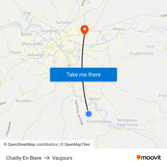 Chailly-En-Biere to Vaujours map